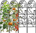 Amagabeli 4 Pack Garden Trellis for Climbing Plants Outdoor 46" x 15" Rose Wrought Iron Trellis for Vine Vegetable Flower Ivy Cucumber Decorative Trellis Black