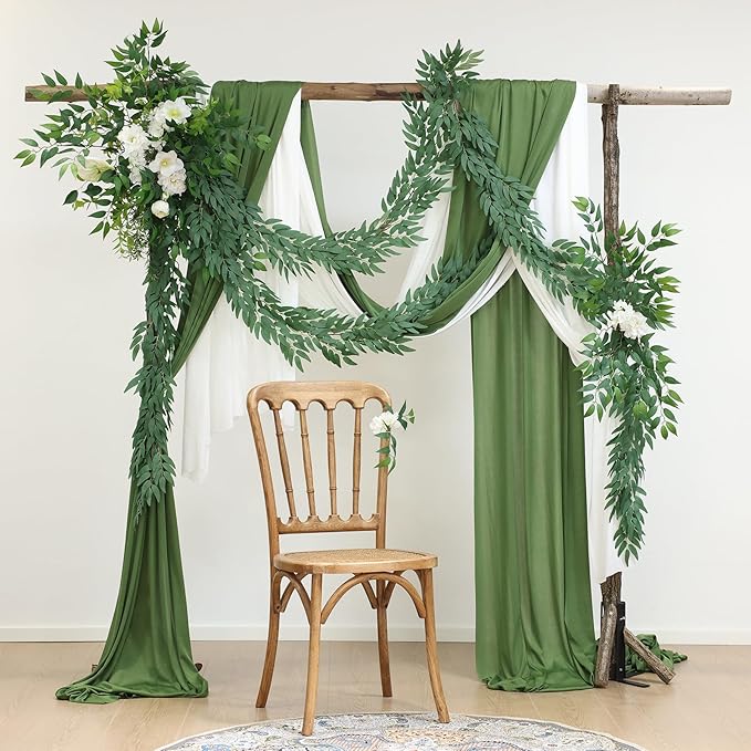 Mizii 2 Strands Artificial Vines Willows Garland 78" Fake Vine Italian Ruscus Silk Green Leaves Faux Hanging Plants Greenery Decoration for Table Centerpieces Home Room Party Wedding Decor (Willows)