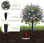 2 Pack Artificial Boxwood Topiary Ball Tree with Spikes,Outdoor UV Resistant Fake Bushes Plants Flowers,Faux Shrubs Greenery for Planters Yard Porch Pathway Office Spring Decor - Purple