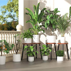Wood Plant Stands Indoor, 16.7" Tall Plant Stand Outdoor Mid-Century Plant Stool, Single Plant Table Modern Small Round Side/End Table for Living Room, Balcony, Office (Brown)