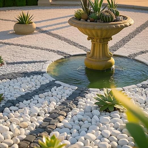 River Rocks, 20lbs White Pebbles for Indoor Plants, 1-2 Inch Aquarium Rocks, Natural Stones for Landscaping Garden Paving Plant Rocks Crafting Walkways