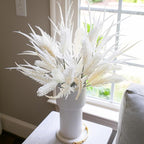 7 PCS Artificial Stems Fake Plants for Spring Summer Decor, 26 in Fake Leaves Greenery Branches White Silk Flowers Faux Foliage DIY Stems for Vase Home Kitchen Farmhouse Indoor Table Centerpiece