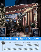 Brightown 2 Pack Solar String Lights for Outside, Each 46Ft 120 LED Solar String Lights Outdoor with 8 Modes, IP65 Waterproof Solar Lights for Patio Yard Wedding Garden Party Decorations, Pure White