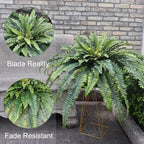 Artificial Ferns for Outdoors, 68" Fake Fern Artificial Plants Large, UV Resistant Faux Boston Fern Suitable for Porch Planters Home Indoors Entrance Patio Garden Porch (1 Stem)
