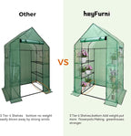Heyfurni Walk in Greenhouse with Shelves,Walk-in Plant Green House with Durable Green PE Cover, 3 Tiers 6 Shelves Stands with Ground Pegs & Ropes for Stability, 56"x28"x76"