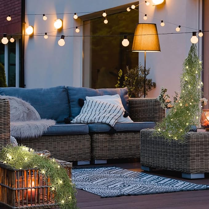 Mudder 3 Packs LED Artificial Hanging Plants, 3.6 ft Fake Hanging Plant, Ivy Vine Fake Leaves Greeny Chain Wall Home Room Garden Wedding Garland Outside Decor (Basket Not Included) (Vines Moss)