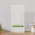 Casaphoria Metal Raised Garden Bed with Trellis, 59"x30"x12" Planter Box for Climbing Plants, Vegetables & Vines, Features Drainage Holes and Privacy Screen, White-Harold