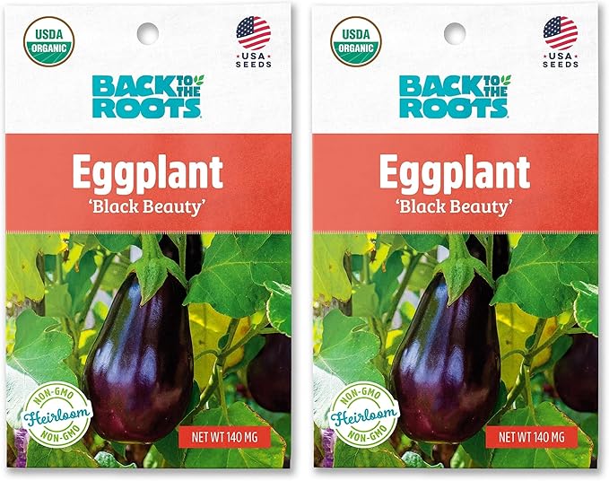 Back to the Roots - 100% Organic Seed Packet - Eggplant 'Black Beauty' 140mg (Pack of 2)