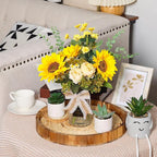 CEWOR Fake Flowers in Vase, Artificial Flowers with Vase Faux Silk Floral Arrangement Table Centerpieces Decor for Home Office Dining Farmhouse Coffee Table Living Room Bathroom Plant Decor(Yellow)
