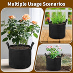 6 Pack 3 Gallon Grow Bags, Heavy Duty 300g Nonwoven Fabric Plant Pots with Reinforced Handles, Breathable Potato & Tomato Grow Bags for Vegetables, Peppers, Herbs - Black