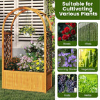 Giantex Set of 2 Raised Garden Bed with Arch Lattice Trellis, for Climbing Vine Flower Vegetable, Wood Planter Box with Liner & Drainage Design, Outdoor Plant Container for Yard Balcony (33"x15"x57")