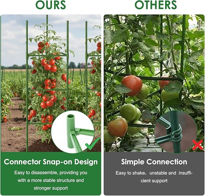 CEWOR Tomato Cage - 3 Pack Tomato Cages for Garden, Up to 51.2" Tall Tomato Trellis Plant Support Garden Stakes, Adjustable Vegetables Structures for Pots, Raised Garden Bed, Climbing Plants Outdoor