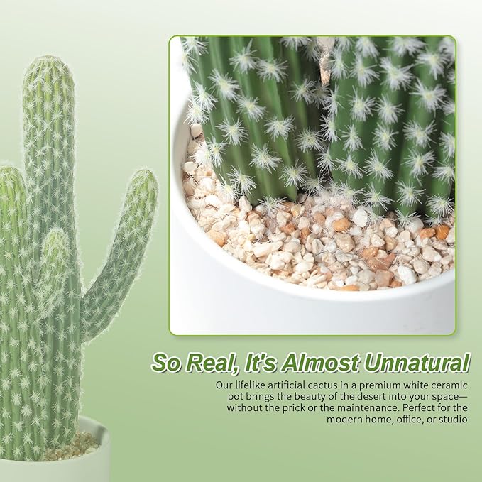 Artificial Cactus Small Fake Succulents Ceramic Plant for Home, Office, Kitchen, Living Room, Desk, Shelf, and Indoor Dec- 2packs