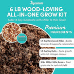 Mycelium All-in-One Mushroom Grow Kit – 6 lb Sterilized Enhanced Substrate with Alder, Soy Hull, Millet & Milo Grains | Ready-to-Inoculate Bag with Injection Port | Easy Gourmet Mushrooms at Home