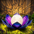 Huaxu Solar Lights Outdoor Decor, Purple Lotus Flower Light, Waterproof LED Crackle Globe Glass Lamp for Garden, Patio, Yard, Porch, Pathway, Ground, Tabletop Gifts for Mom,Women