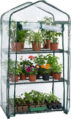 3 Tier Mini Greenhouse - Portable Greenhouse with Rust-Resistant Frame and PVC Cover for Indoor/Outdoor - 27.5x19x50-Inch Green House by Pure Garden