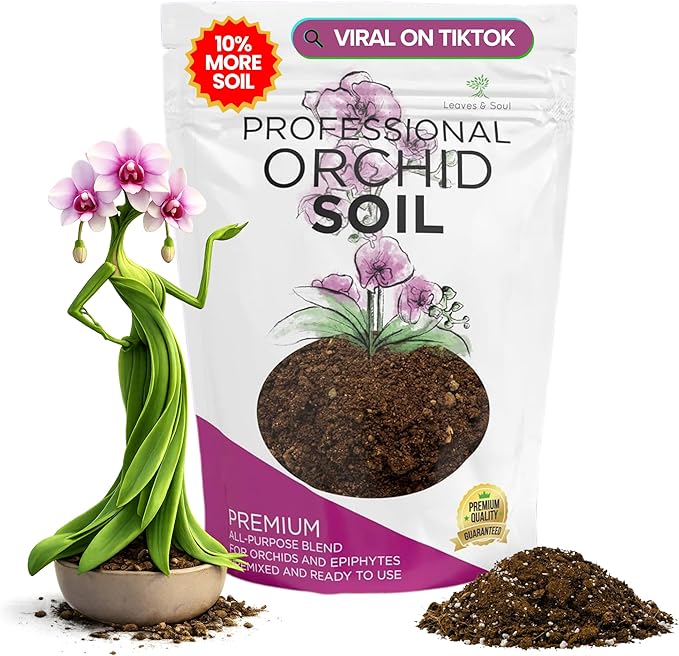 Professional Orchid Soil Mix Large 2.2 Quarts Ready to Use, Premium Potting Soil for Orchids Bromeliads Epiphytic Plants, Fast Draining Blend Lava Calcined Clay Pinebark Indoor Made in USA