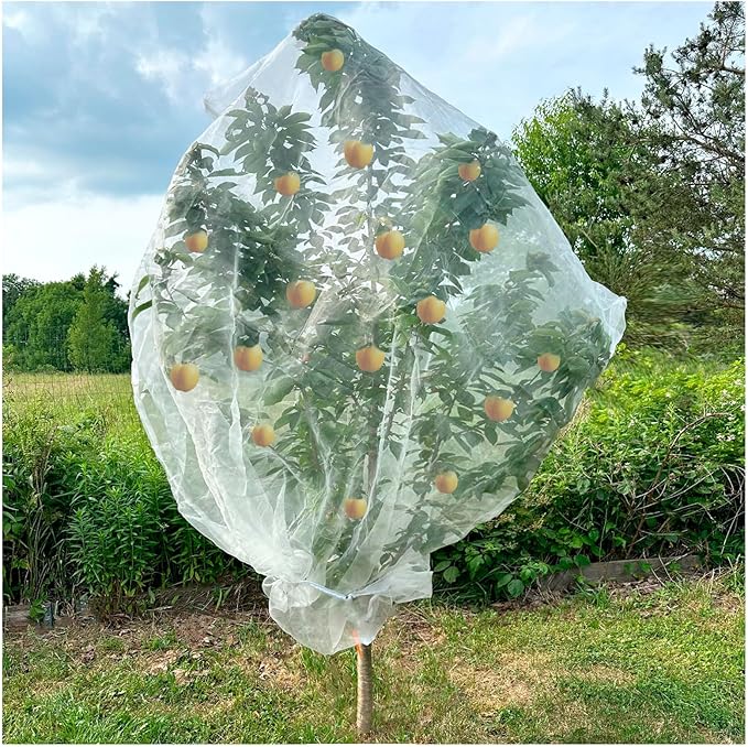 2Pcs Large Bird Barrier Netting Mesh, 7.9 * 6 FT Garden Netting with Zipper and Drawcord, Fruit Tree Covers to Protect Fruit from for Fruit Trees