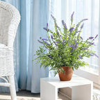 2 Pack Artificial Lavender Plants in Pots Artificial Potted Plants Fake Flower Plant Real Touch Silk Faux Plants Greenery for Indoor Porch Patio Greenery Farmhouse Garden Office Decor (Type 4)