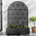 Casaphoria Metal Raised Garden Bed with Trellis and Wheels, 72"x47"x16" Arched Planter Box for Climbing Plants, Vegetables & Vines, Features Drainage Holes and Privacy Screen (Black-Star)