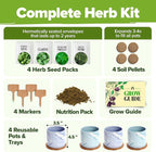 HOME GROWN Indoor Herb Garden Kit w/Glazed Ceramic Pot - Easy-to-Grow Kitchen Window Gardening Starter Set - Unique Housewarming Gift for Women, Mom, Gardeners, Friend, Her, Mother