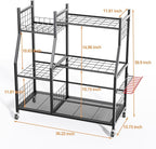 Garden Tool Organizer with Wheels for Garage, Freestanding Garage Tool Organizer, Yard Tool Holder, Garden Tool Cart for Long Handled Tools,Rakes, Brooms, Yard Storage Rack for Shed, Indoor, Outdoor