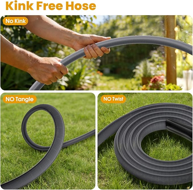Garden Hose 75 FT, Non-Expanding Water Hose, Ultra-Light & Flexible, Burst-Resistant, Kink-Free, High-Pressure Garden Hose All-Weather Use for Lawns, Gardens, and Outdoor Cleaning
