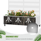 Casaphoria Metal Raised Garden Bed with Trellis and Wheels, 47"x47"x16" Planter Box for Climbing Plants, Vegetables & Vines, Features Drainage Holes and Privacy Screen, White-Harold
