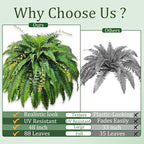 2pcs 48in 88 Blades Artificial Boston Ferns for Outdoors Large, UV Resistant Faux Outdoor Plants,Weatherproof Fake Ferns Plants Outdoor Indoor for Garden Porch Patio Home Decor