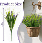 RAINFLOW Christmas Artificial Flowers for Outdoors - 6PCS UV Resistant Fake Plants, Artificial Flowers for Decoration Vase Table Living Room Patio Front Porch Outdoor Yard(14.5"-Purple Lavender)