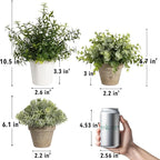 4 Pack Small Fake Plants in White Pulp Pot for Home Decor, Artificial Plants Indoor, Small Faux Plants Indoor for Bathroom Bedroom Kitchen Office Farmhouse Room Shelf Decor