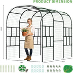 DoCred Garden Arch Trellis, 87in H x 118in L Large Garden Arbor Trellis for Climbing Plants Outdoor Plant Support for Cucumber Grape Vine,Tall Metal Gardens Archway for Lawn Party Ceremony