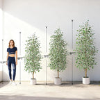 Bailikang 8FT Artificial Ficus Trees Indoor Faux Trees Indoor Fake Floor Plants Tall Artificial Tree with White Pot Faux Tree Fake Indoor Tree Silk Plants Artificial Trees for Home Decor Indoor