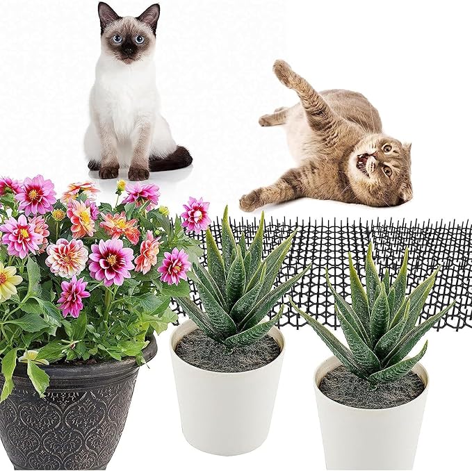 Agatige 12PCS Cat Deterrent Mat, 6 X 8 in PP Scat Mat Cat Spikes Blocker for Keeping Away Pet Dogs Protecting Plants