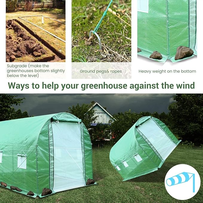 Outdoor Greenhouse with Screen Door,Outside Heavy Duty Walk in Green House for Garden Plants UV Protection Thermostatic Waterproof 10x7x7 FT