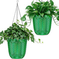 QCQHDU Self Watering Hanging Pots, 2 Pack 7.2 Inch Hanging Planters for Plants Indoor, Flower Pots with Drainage Holes and 3 Hooks Chains for Garden Home (Emerald)