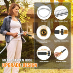 Metal Garden Hose 200 FT - 304 Stainless Steel Water Hose 200 FT - Expandable Short Flexible Garden Hose,no Kink Explosion, no Bite