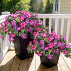 Ammyoo 4 Pcs Artificial Fake Petunia Flowers for Outdoor Decoration, Faux Silk Petunias Flower for Spring UV Resistant Realistic Plants for Garden Balcony Yard Porch Indoor Decor(Fuchsia Lotus)