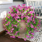 HyeFlora Artificial Flowers for Outdoors Garland Decoration, 2Pcs Purple Fake Hanging Flowers, UV & Fading Resistant, Faux Decor for Home Porch Patio Balcony Planter Yard