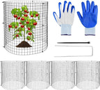 5 Pack Round Plant Protector from Animals, 12'' x 12'' Metal Plant Cages, 15 PCS Metal Mesh to Keep Animals Out, Garden Protection Bunny Barricades, Wire Plants Protectors for Rabbits Chicken Duck