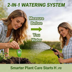 50FT Garden Hose with Soil Moisture Meter, Flexible Non-Expanding Water Hose, No Kink Leak Proof, Analog Plant Moisture Tester, Watering Control System for Lawn Garden Plant Care
