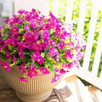 HyeFlora Artificial Flowers for Outdoors Fake Plants Outside Decoration, 12 Bundles Faux Fuchsia Morning Glory UV Resistant Look Real Silk Flowers for Outside Planter Front Door Porch Patio Yard Urn