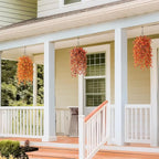 Artificial Fake Hanging Flowers Plants for Outdoor Fall Decoration,2PCS Faux Silk Daisy with Eucalyptus Leaves,UV Resistant Look Real for Outside Home Indoor Planter Porch Patio Yard Autumn Decor