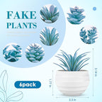 Der Rose 6 Pack Blue Succulents Plants Artificial in Pots Small Fake Plants for Blue Bathroom Bedroom Home Decor Aesthetic Home Decor
