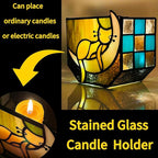 Tiffany Stained Glass Fun Moon Sleeping Cat Planter，Cactus Planter，Cute Planters for Indoor Plants,Decorative Flower Pots As Gifts for Cat Lovers，4.6x3x5.15 in