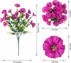 Artificial Flowers for Outdoors, 6 Bundles Fake Plants for Outside Decoration, UV Resistant No Fade, Realistic High End Silk Plastic Morning Glory for Planter Porch Patio Yard Garden
