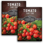 Tiny Tim Tomato Seeds - Dwarf Cherry Tomatoes for Planting Indoors or Patio, Compact Heirloom Variety for Containers, High Yield, Non-GMO - Survival Garden Seeds (2 Packs)