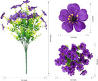 HyeFlora Artificial Flowers for Outdoor Indoor Garden Home Decoration, Faux Flower Daisy with Eucalyptus Leaves Fake Plants Greenery Boxwood Porch Patio, 12 Bundles (Purple 2)
