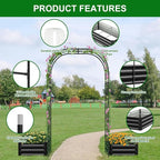 SUNYRISY Galvanized Raised Garden Bed with 87" H Arch Trellis for Climbing Plants Outdoor, Metal Planter Box with Netting for Gardening Flowers Vegetables Fruit, Black