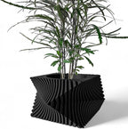 Aeon Twist Modern Planter – Black Sculptural Plant Pot for Indoor Decor Geometric Design with Drainage – Unique Home Accent for Living Room, Office, or Shelf (Black, Compact Structure: 6" x 4" WH)
